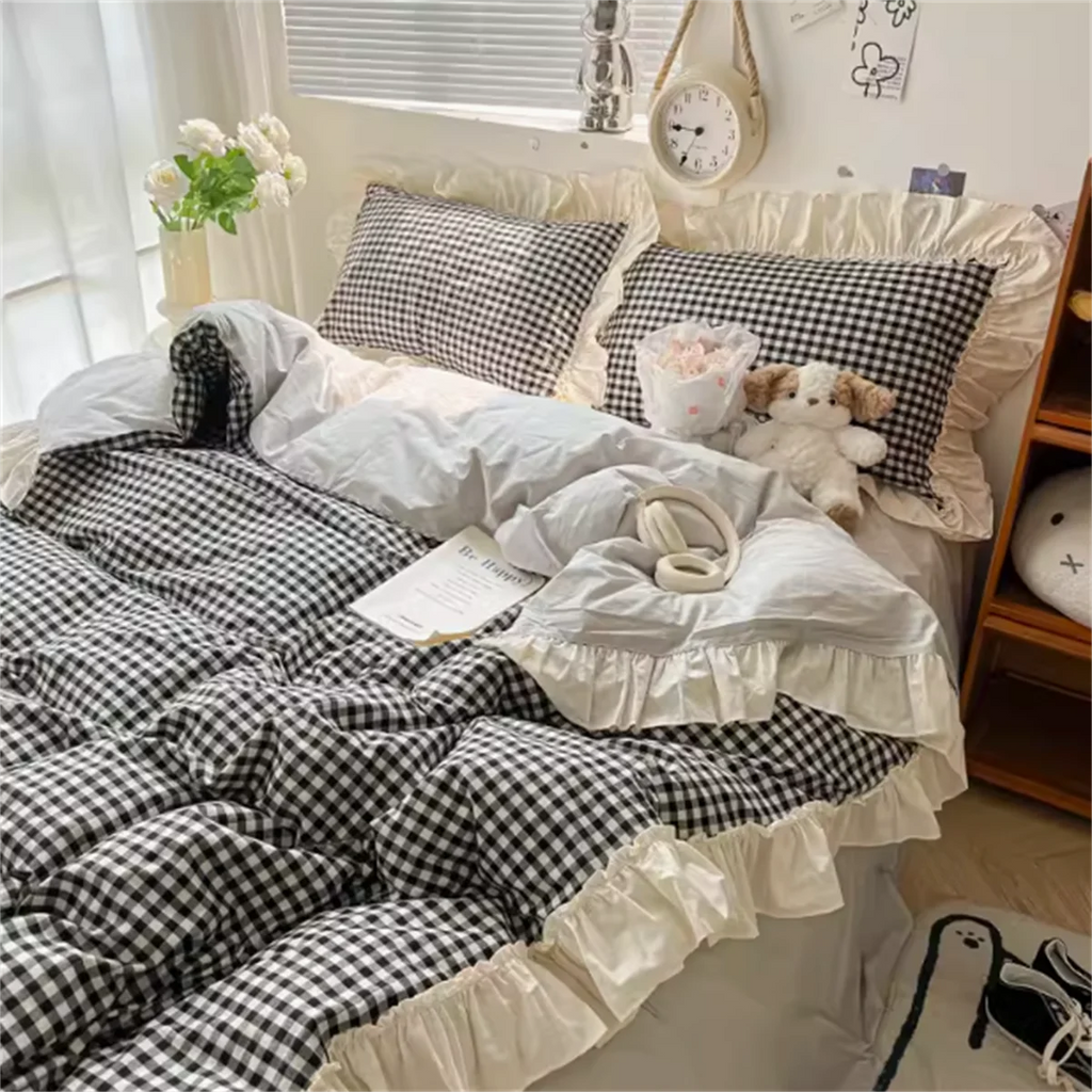 Ruffled Gingham Bedding Set