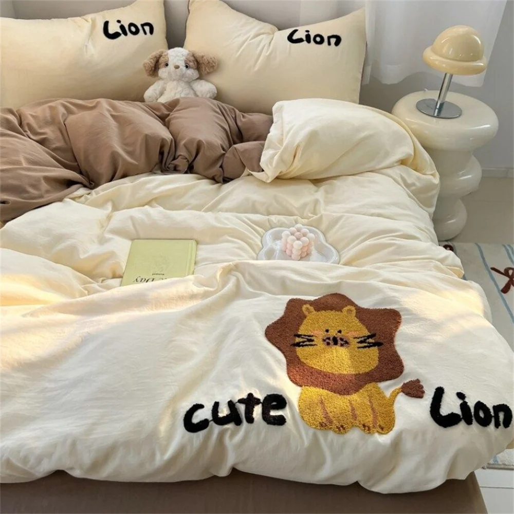 Cute Animal Embroidered Bedding Set