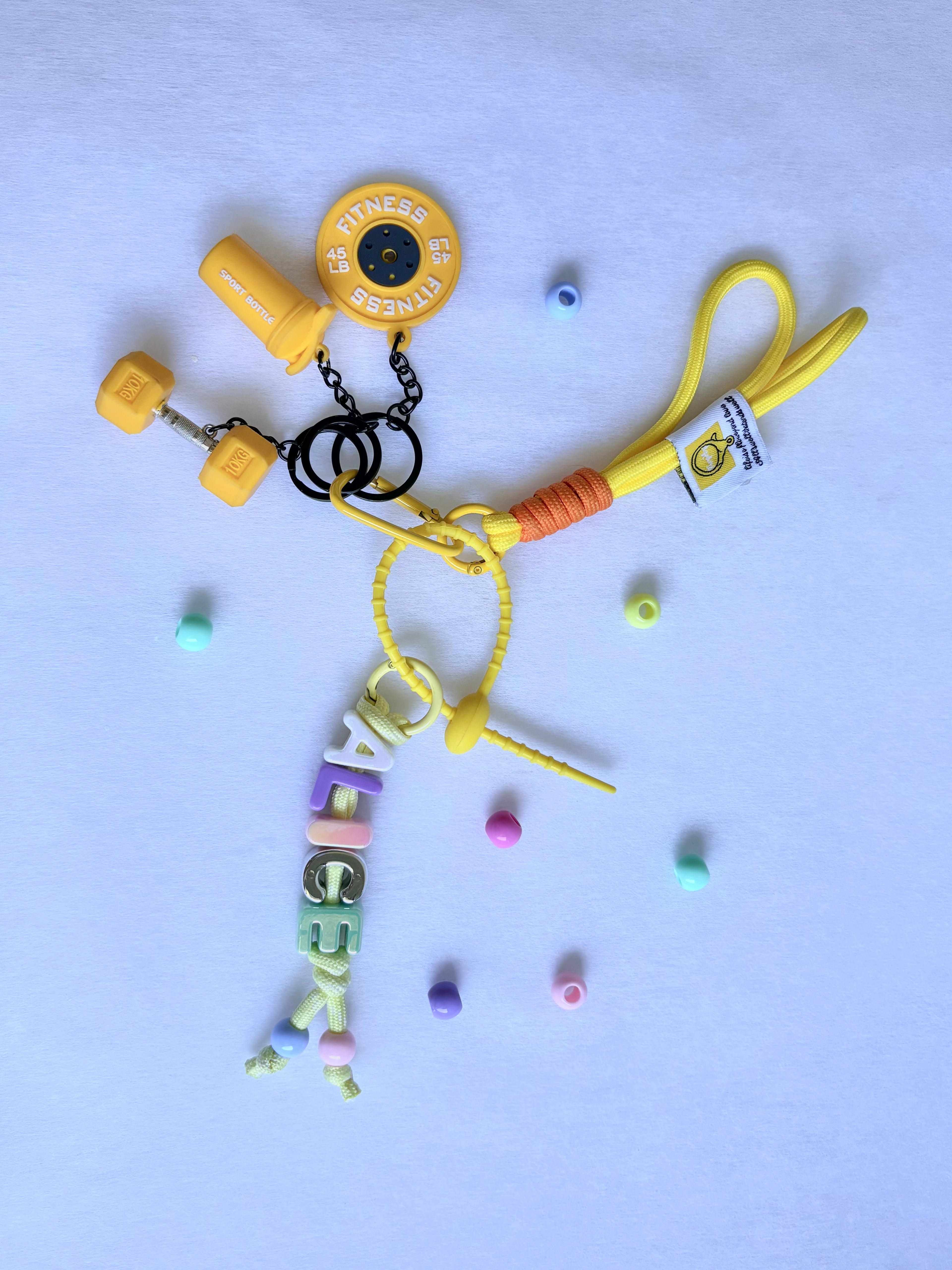 Personalized Fitness & Wellness Charm Keychain Set (Options: Gym / Yoga & Pilates / Pickleball)