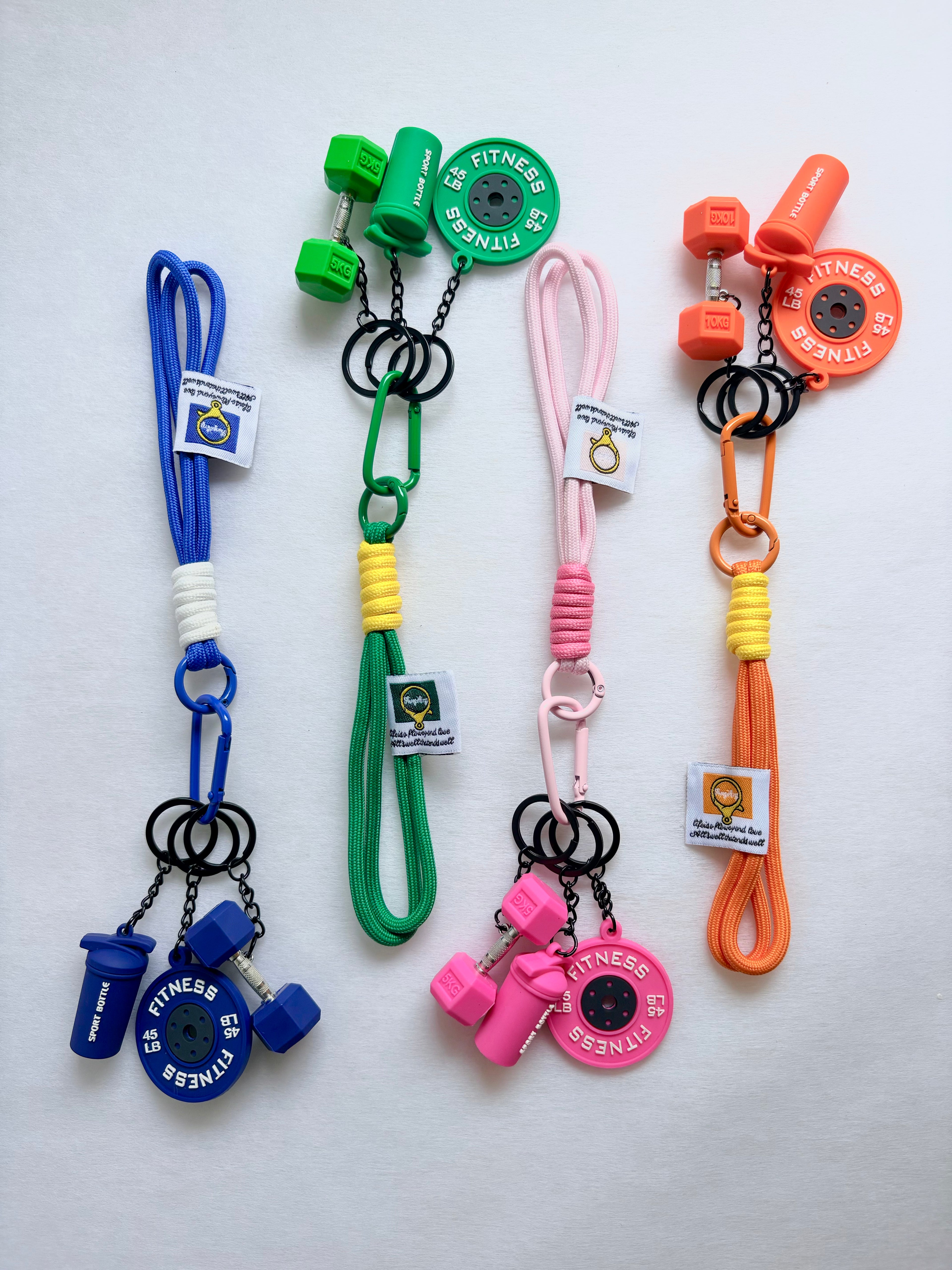 Personalized Fitness & Wellness Charm Keychain Set (Options: Gym / Yoga & Pilates / Pickleball)