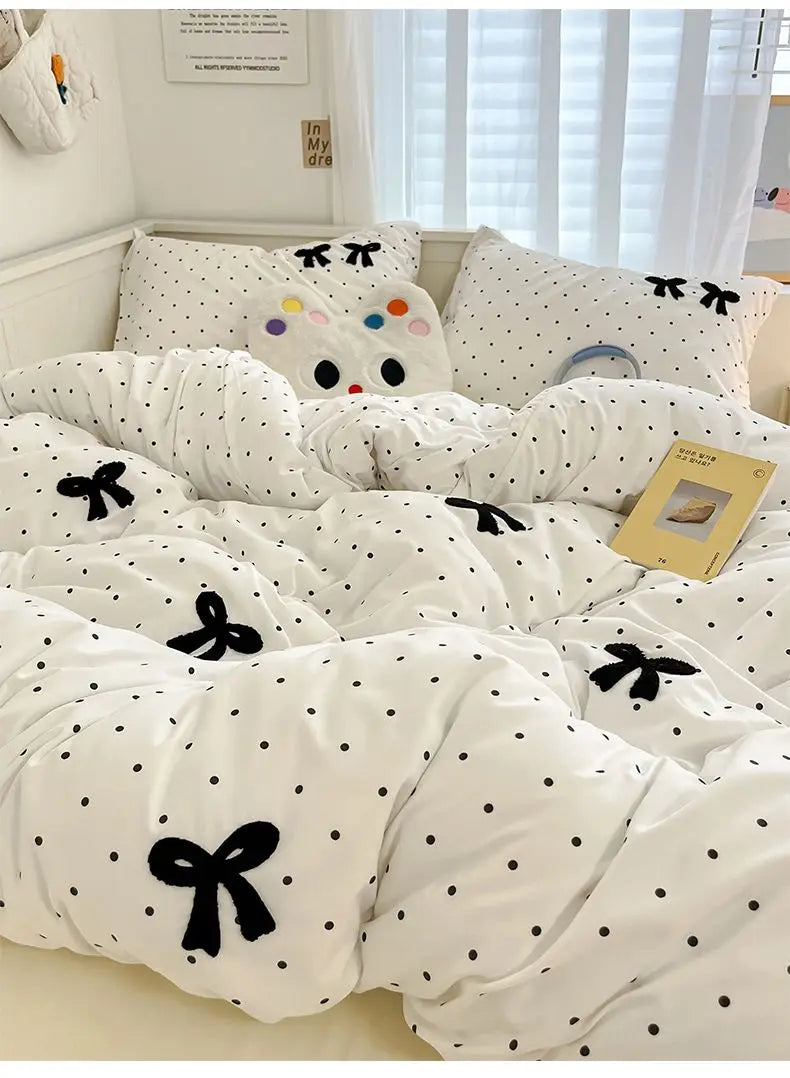 Soft Bow Accent Duvet Set