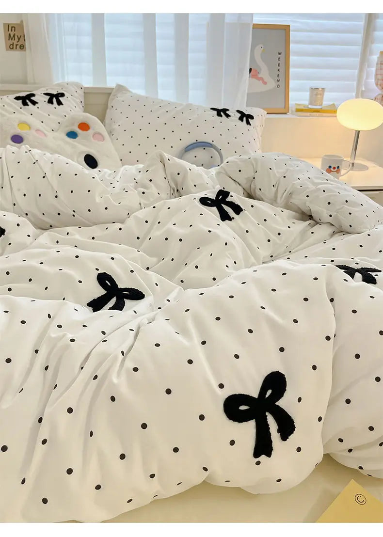 Soft Bow Accent Duvet Set