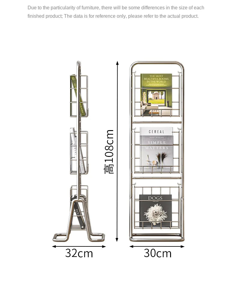 Iron Wall-Leaning Magazine Rack – Minimalist Vertical Bookshelf