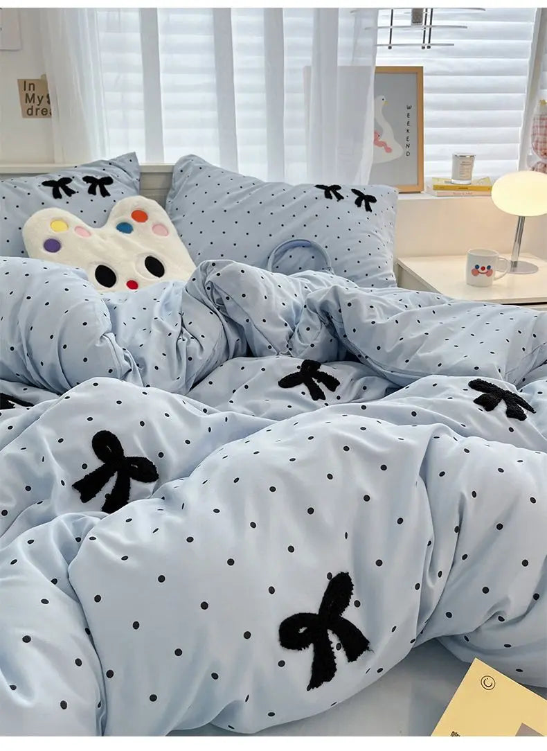 Soft Bow Accent Duvet Set