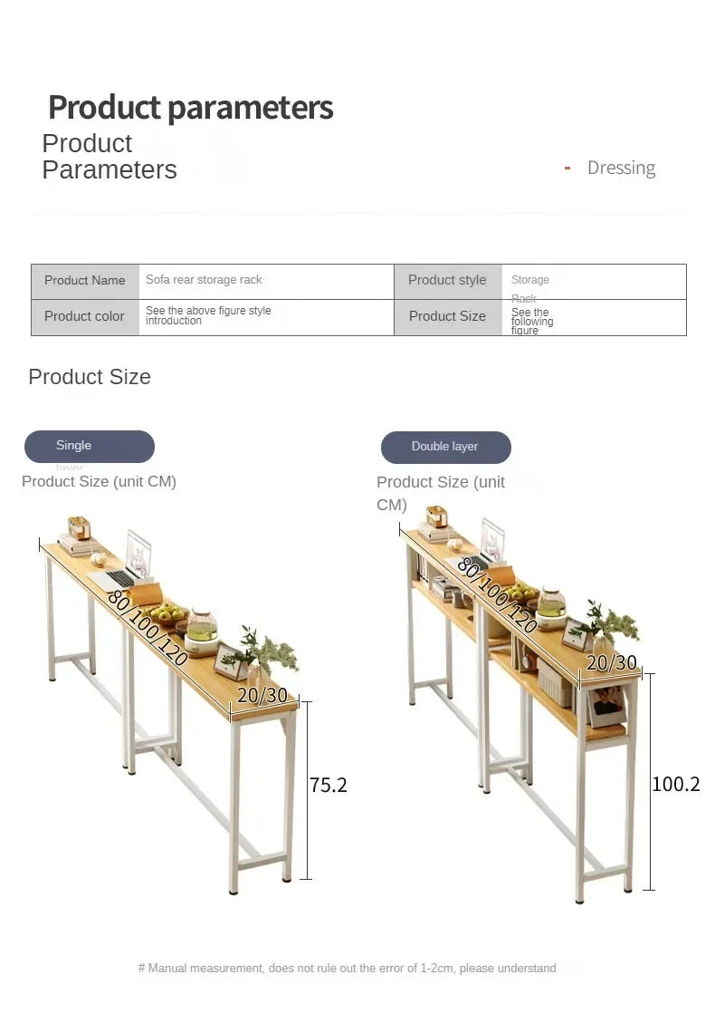 Slim Console Table – Behind Sofa Storage Shelf