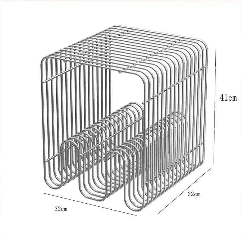 Wireframe Magazine Side Table – Italian Minimalist Iron Accent Table