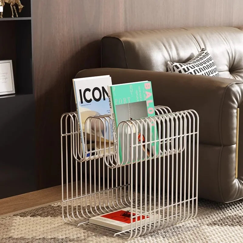 Wireframe Magazine Side Table – Italian Minimalist Iron Accent Table