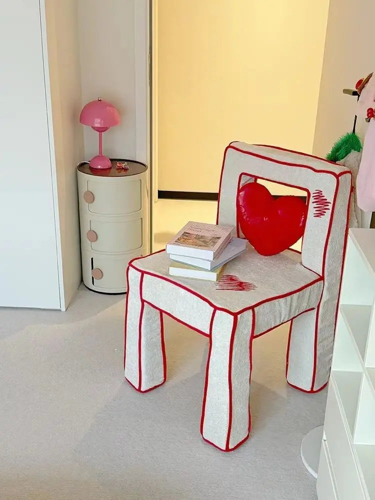 Heart Cushion Fabric Chair Set – Playful Pop Design