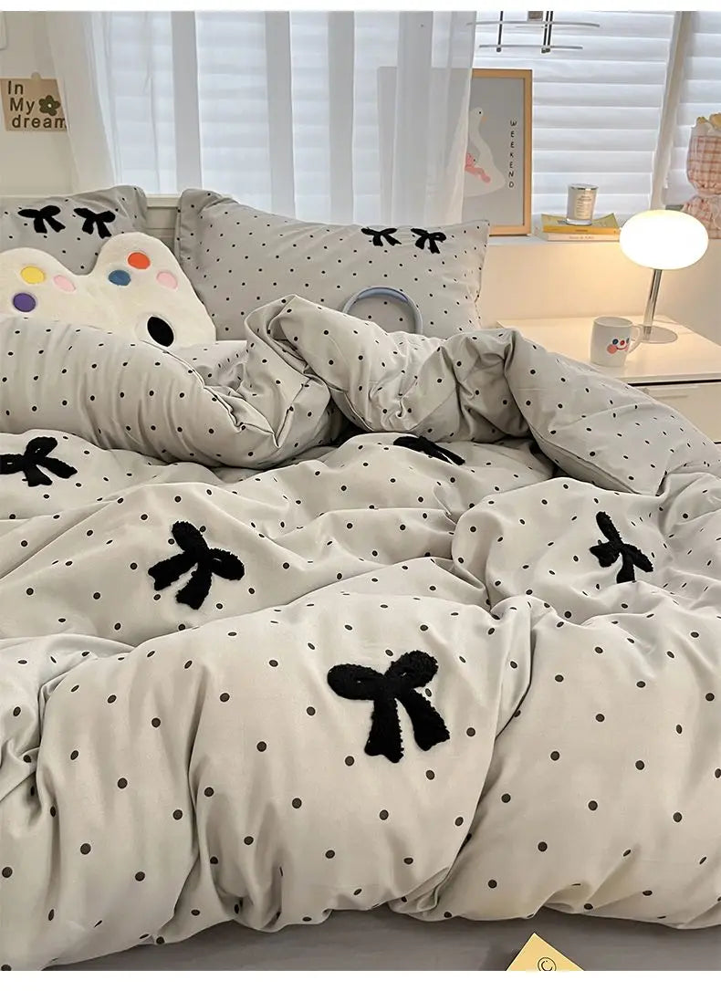 Soft Bow Accent Duvet Set