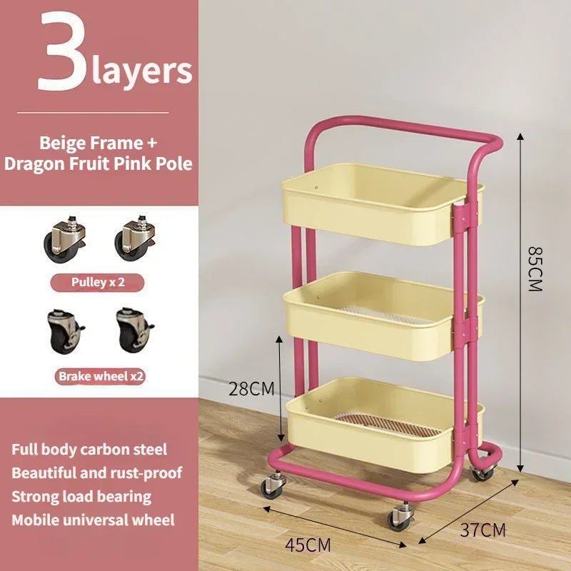 Color Pop 3-Tier Metal Storage Cart