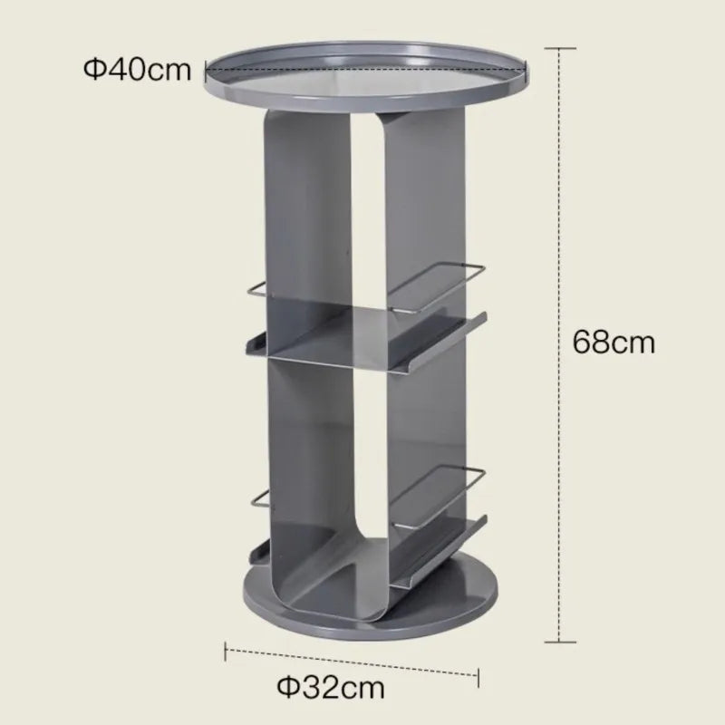 Rotating Metal Side Table with Magazine Rack – Minimalist Design