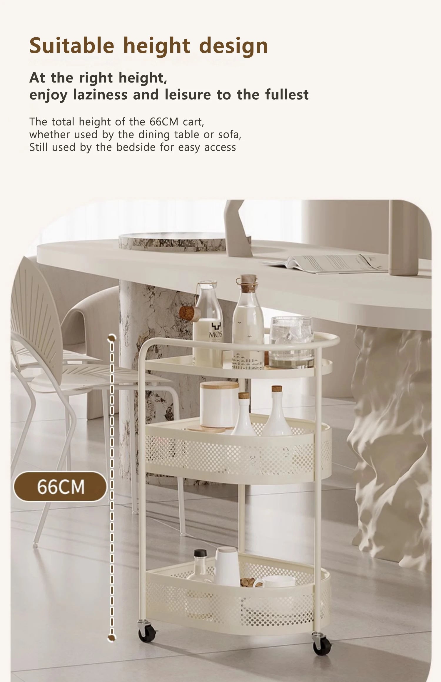 3-Tier Metal Utility Cart – Minimalist Rolling Storage Trolley