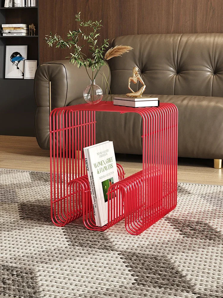 Wireframe Magazine Side Table – Italian Minimalist Iron Accent Table