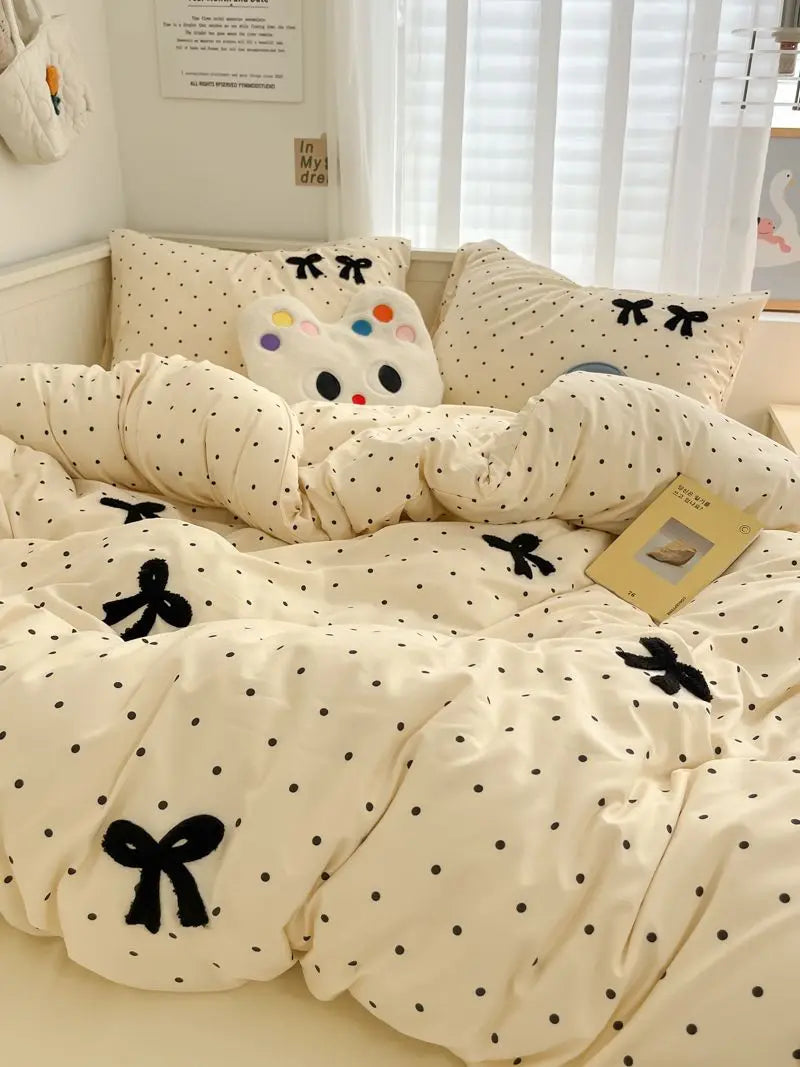 Soft Bow Accent Duvet Set