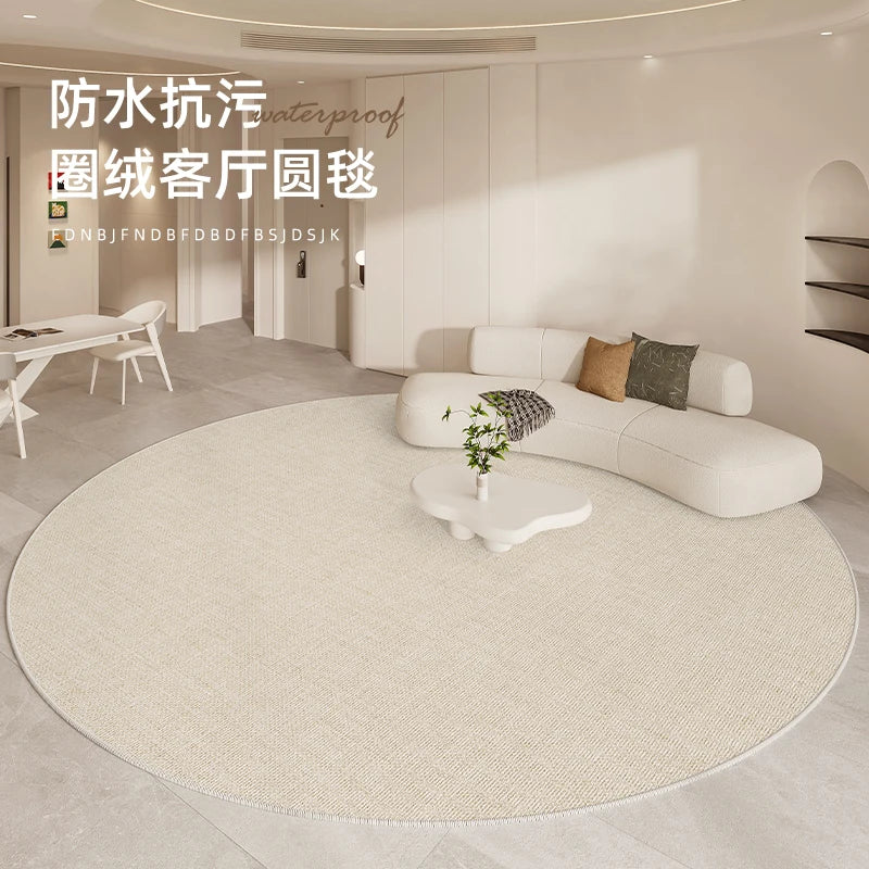 Modern Round Geometric Rug – Machine-Woven Soft Polyester Carpet