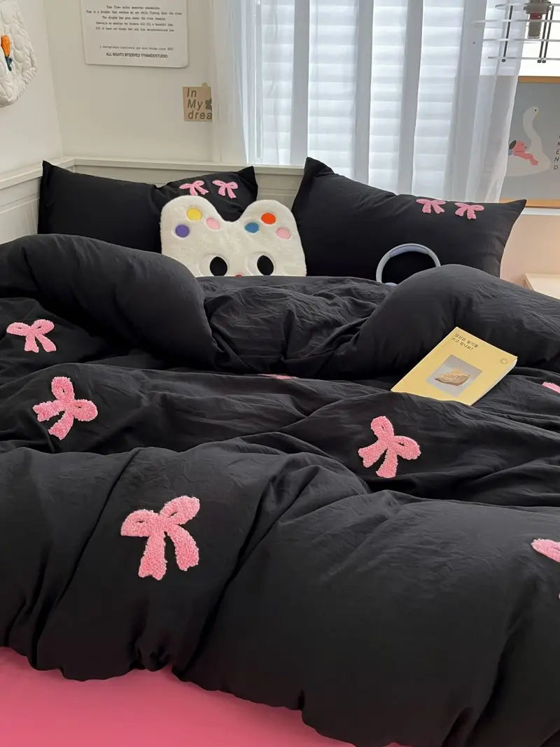 Soft Bow Accent Duvet Set