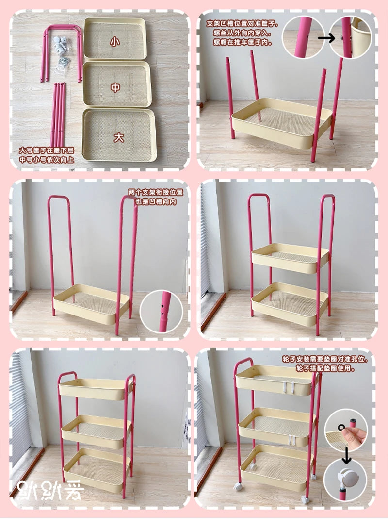 Color Pop 3-Tier Metal Storage Cart