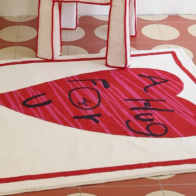 A Hug For You Heart Rug – Playful Graphic Floor Mat