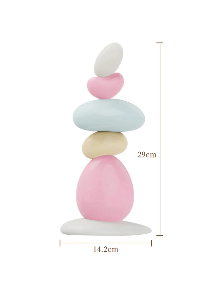 Pastel Zen Stacked Stones – Resin Table Sculpture for Modern Interiors