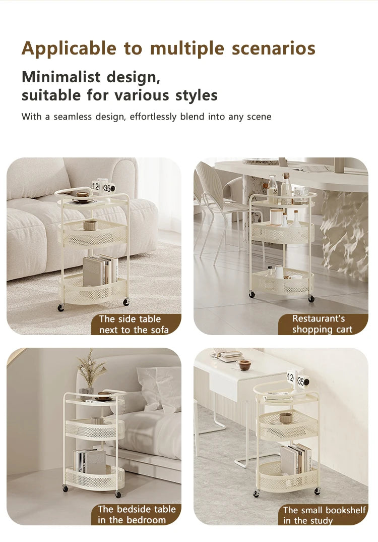 3-Tier Metal Utility Cart – Minimalist Rolling Storage Trolley