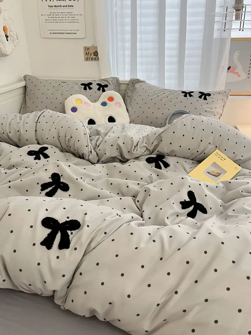 Soft Bow Accent Duvet Set