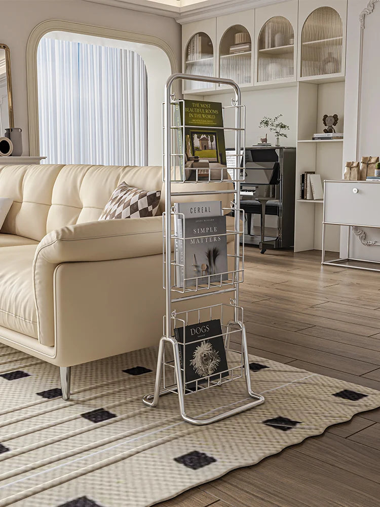 Iron Wall-Leaning Magazine Rack – Minimalist Vertical Bookshelf