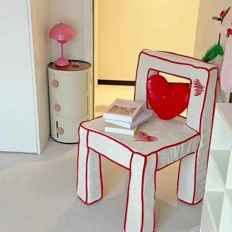 Heart Cushion Fabric Chair Set – Playful Pop Design