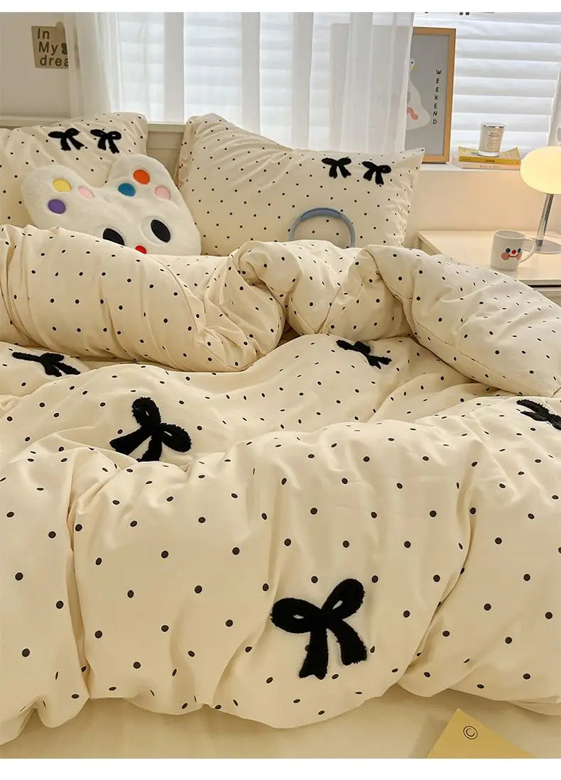 Soft Bow Accent Duvet Set