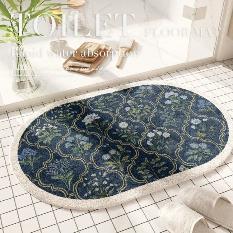 Floral Arch Anti-Slip Door Mat – Vintage Modern Washable Rug