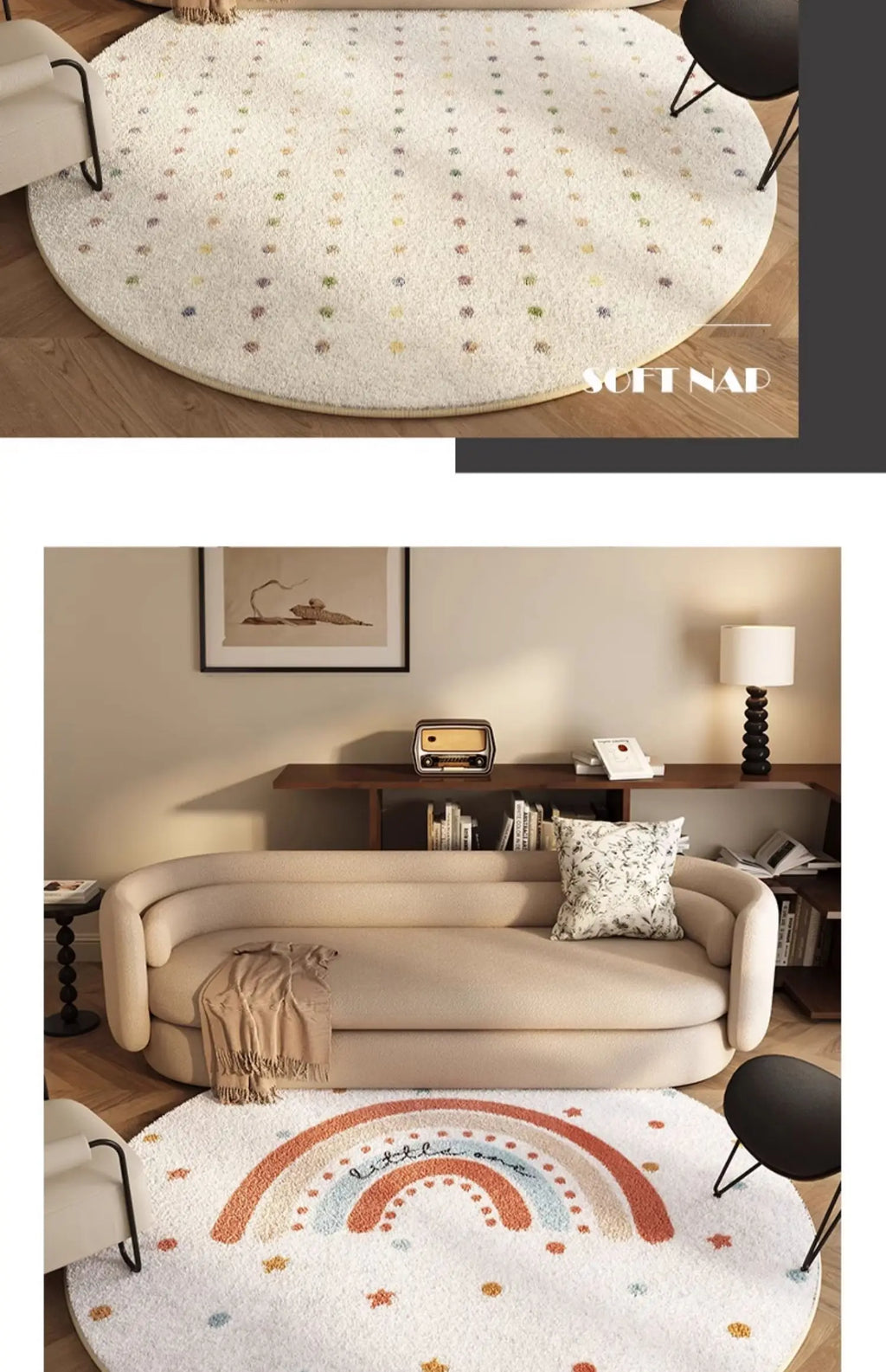 Cream Round Rug