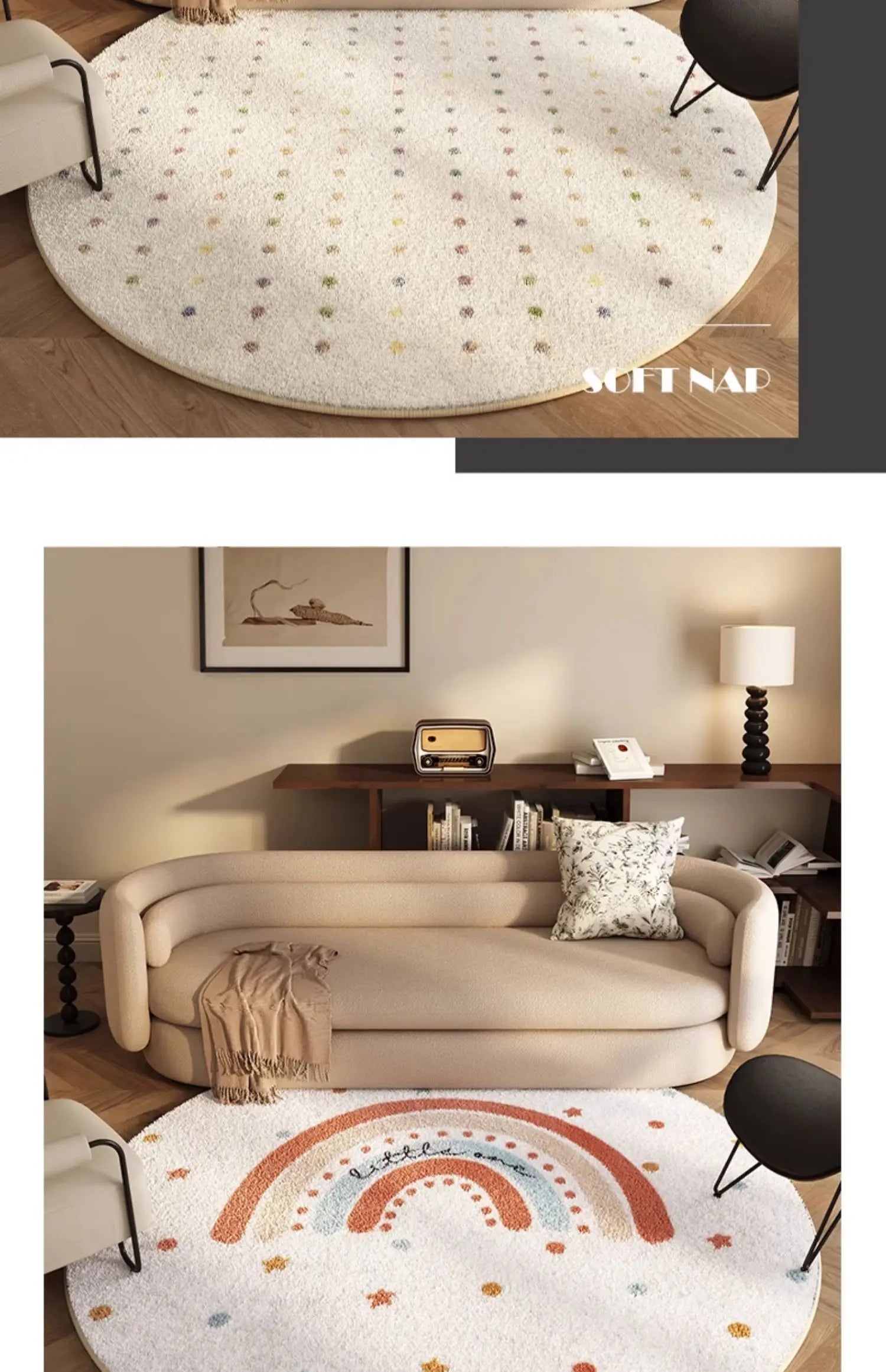 Cream Round Rug