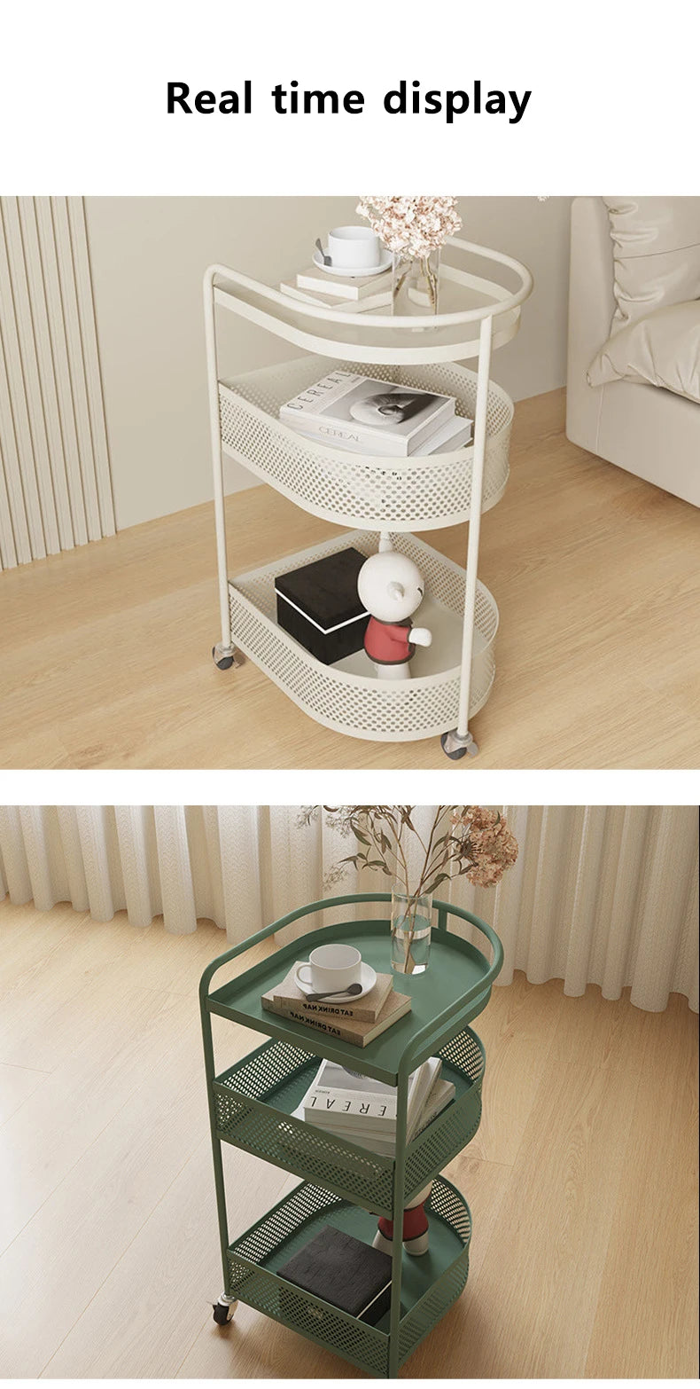 3-Tier Metal Utility Cart – Minimalist Rolling Storage Trolley