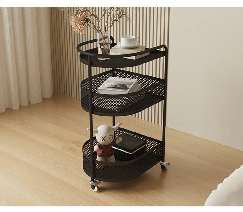 3-Tier Metal Utility Cart – Minimalist Rolling Storage Trolley