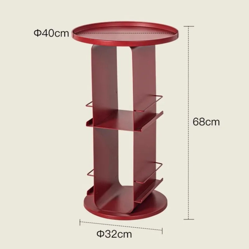 Rotating Metal Side Table with Magazine Rack – Minimalist Design