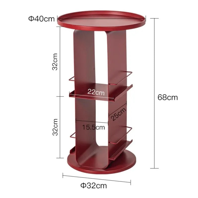 Rotating Metal Side Table with Magazine Rack – Minimalist Design
