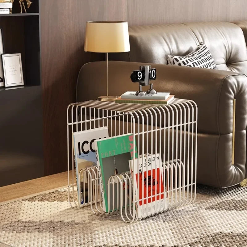 Wireframe Magazine Side Table – Italian Minimalist Iron Accent Table