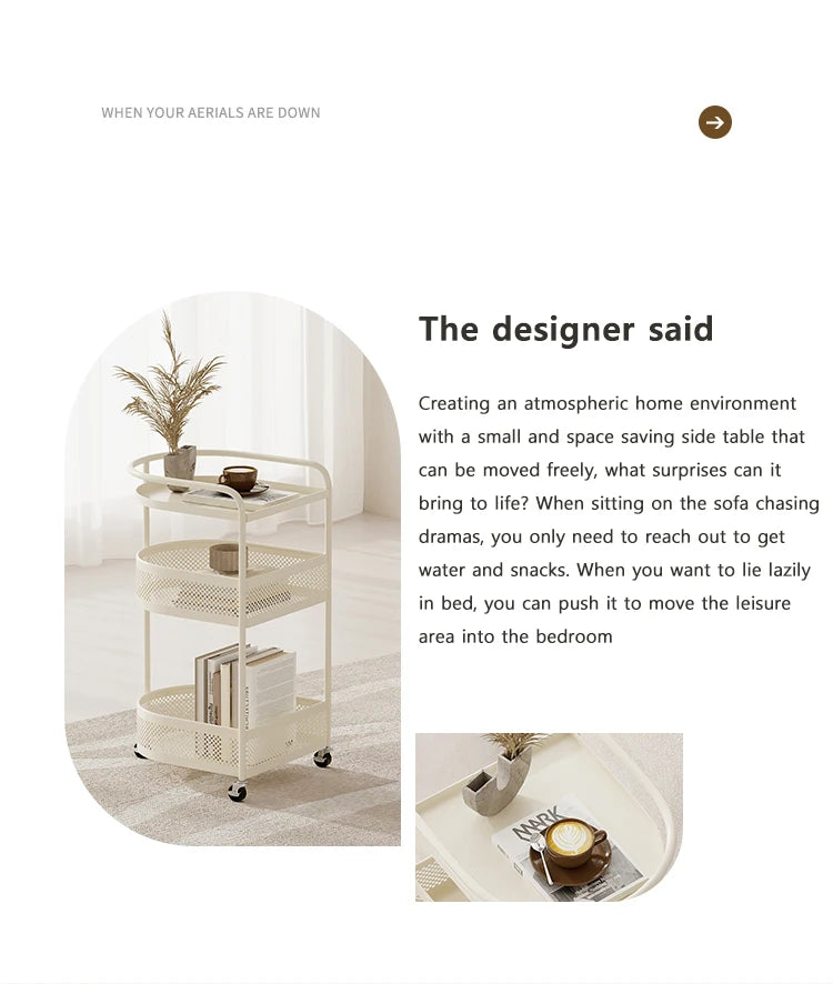 3-Tier Metal Utility Cart – Minimalist Rolling Storage Trolley