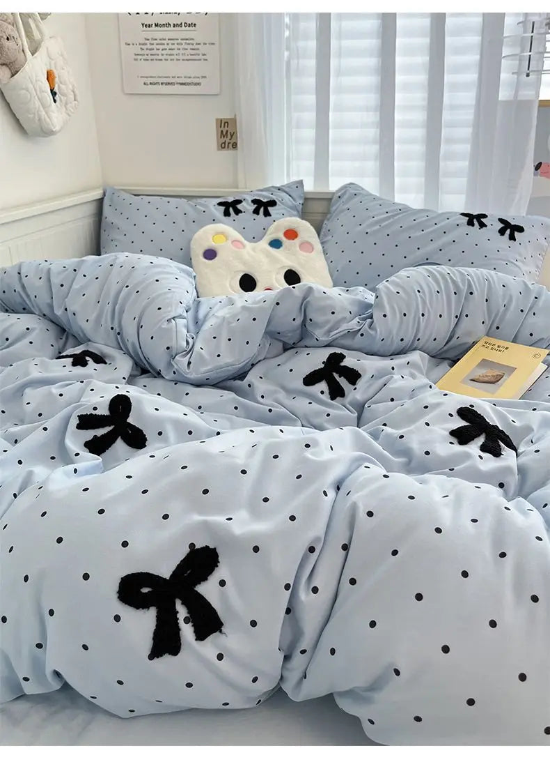 Soft Bow Accent Duvet Set
