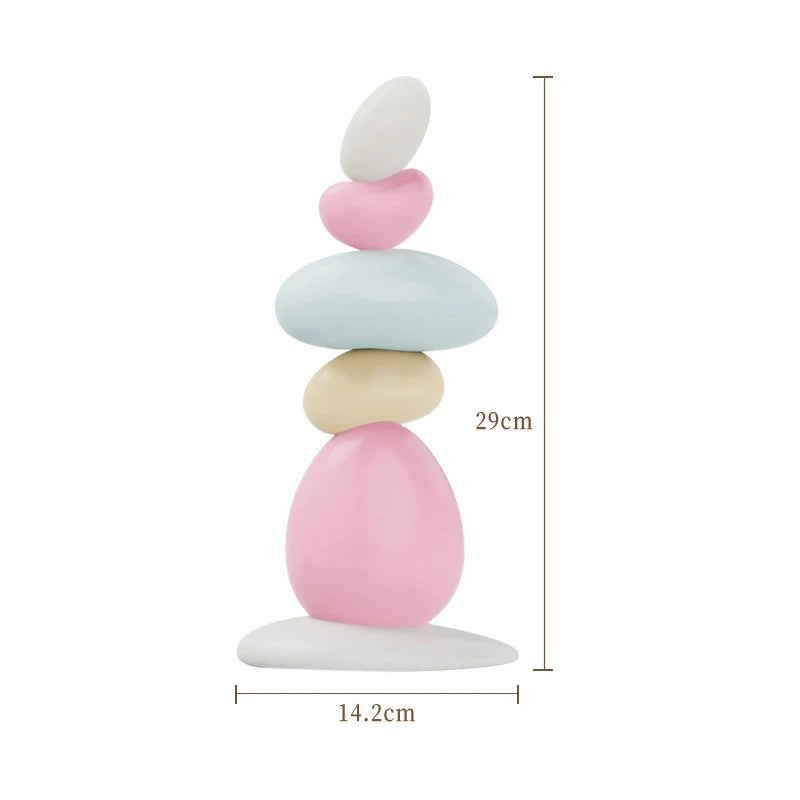 Pastel Zen Stacked Stones – Resin Table Sculpture for Modern Interiors