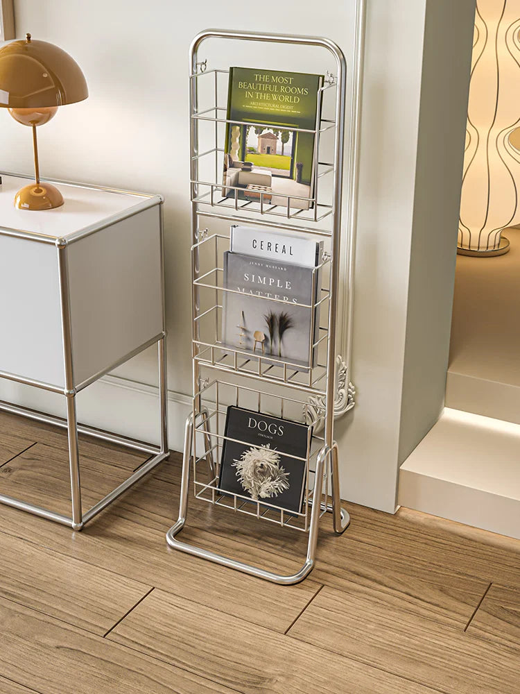 Iron Wall-Leaning Magazine Rack – Minimalist Vertical Bookshelf