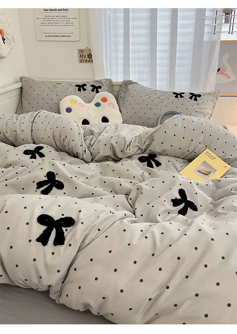 Soft Bow Accent Duvet Set