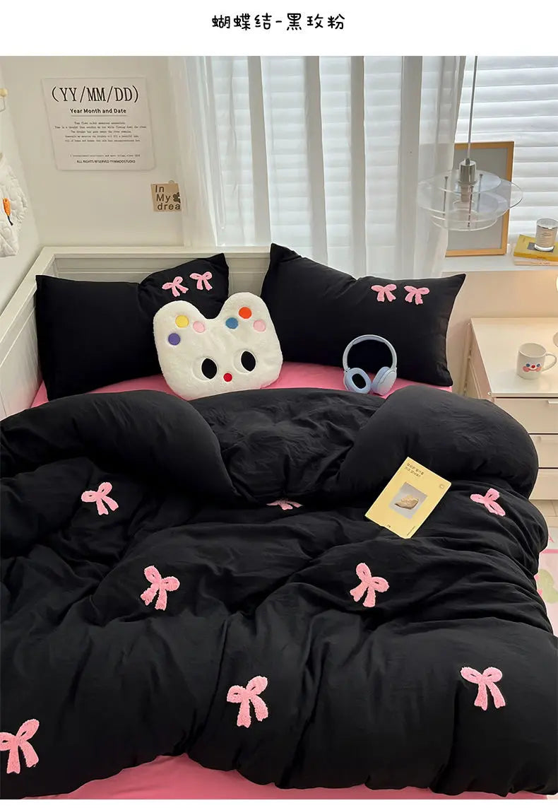 Soft Bow Accent Duvet Set