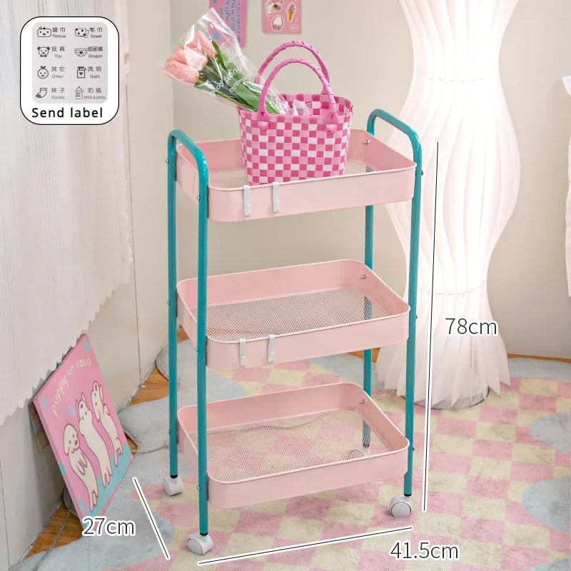 Color Pop 3-Tier Metal Storage Cart