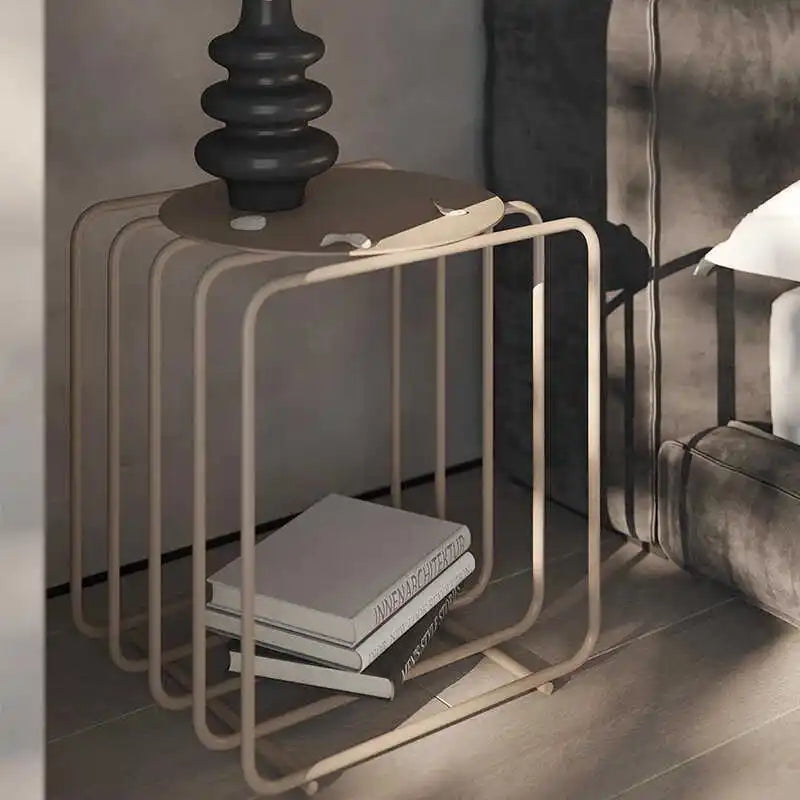 Modern Iron Side Table – Dual-Layer Minimalist Accent Table