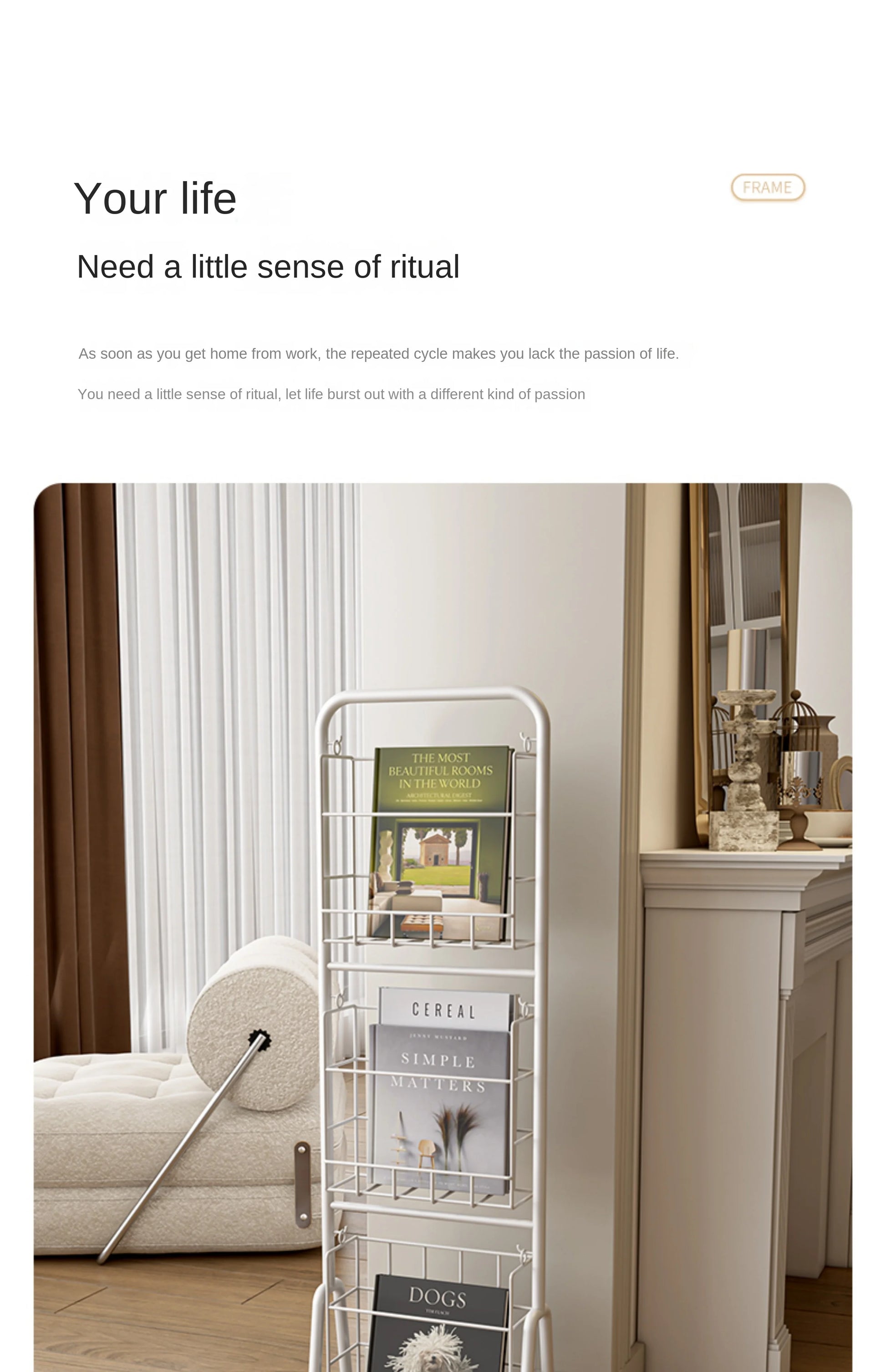 Iron Wall-Leaning Magazine Rack – Minimalist Vertical Bookshelf