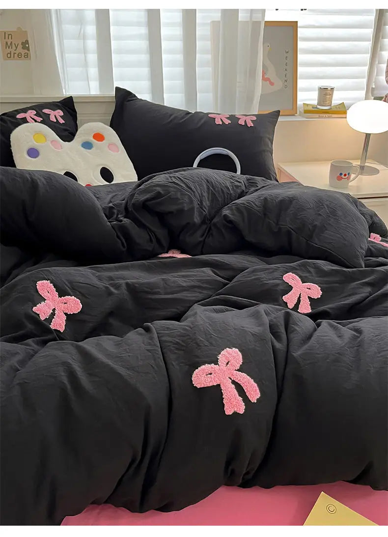 Soft Bow Accent Duvet Set