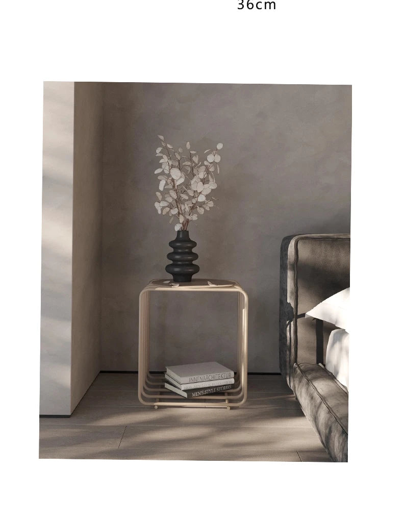 Modern Iron Side Table – Dual-Layer Minimalist Accent Table