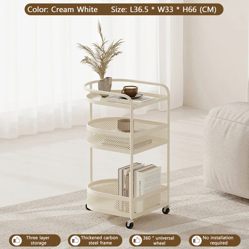 3-Tier Metal Utility Cart – Minimalist Rolling Storage Trolley