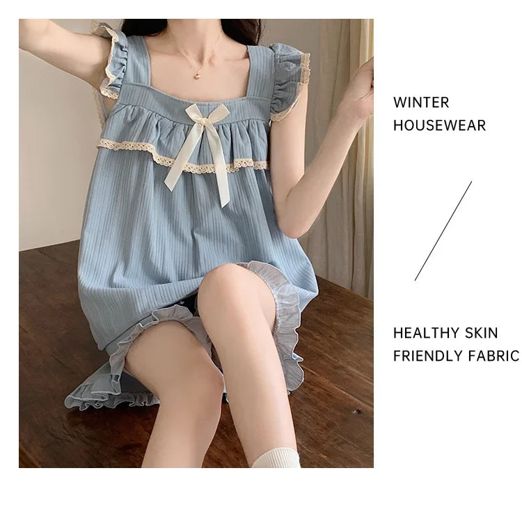 Square Neck Sleep Set – Summer Pajamas with Chest Pad