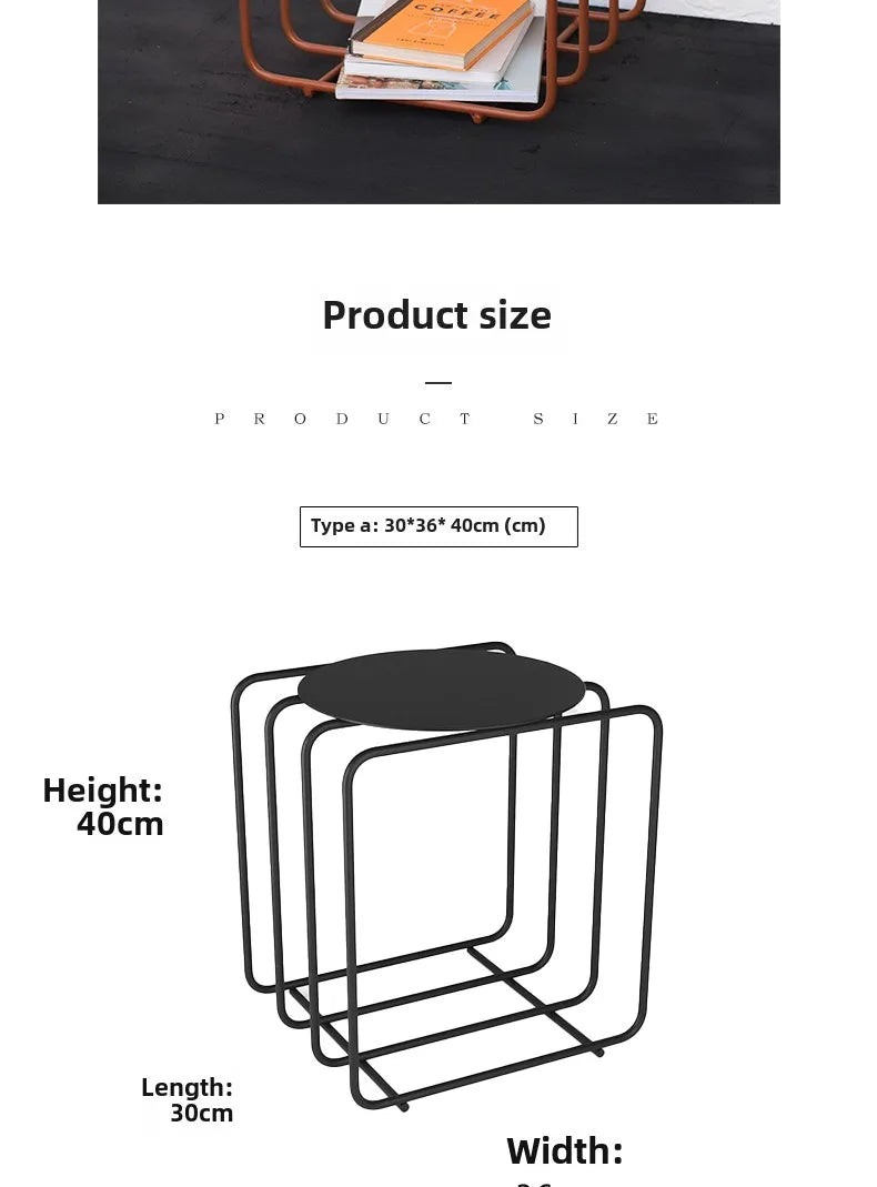 Modern Iron Side Table – Dual-Layer Minimalist Accent Table
